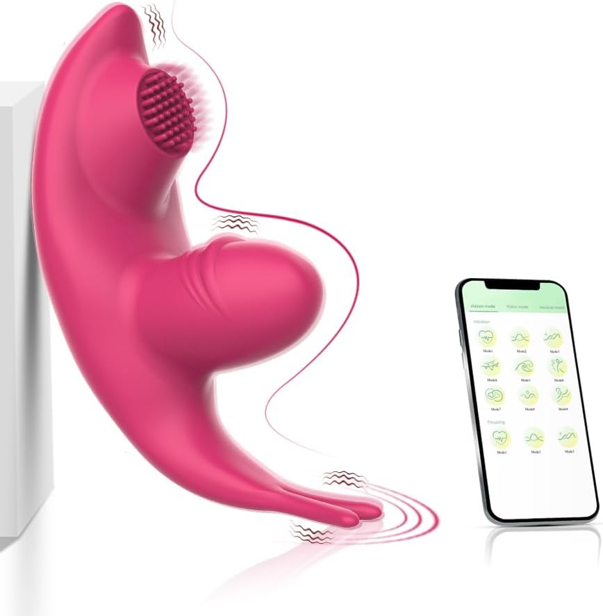 Soft Silicone Wearable Panty Vibrator Female Butterfly Vibrator with 9 APP Vibration Modes, Recharge Clitoral Vibrator with G Spot Vibrator Adult Sex Toys for Women - Purple