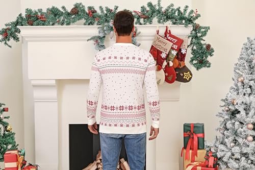 Image of Aiboria Matching Family Ugly Christmas Reindeer Snowflakes Sweater Pullover for Women /Men /Boys /Girls