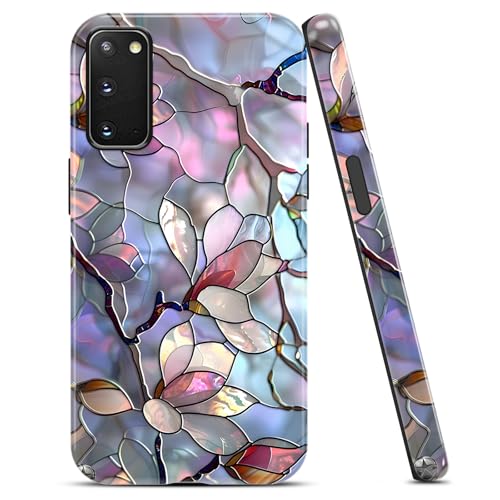 Coque Samsung S20 FE à motif fleurs en verre teinté de 6,5 pouces en silicone hybride