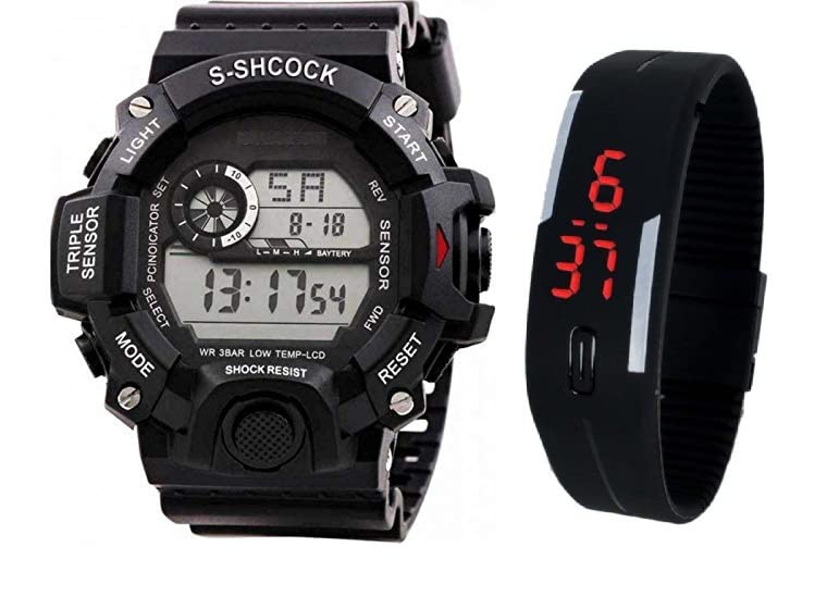 Pappi-Haunt Combo of 2 Multi-Function White S-Shock & Jelly Slim Silicone Rubber Digital Led Band Watch (B01DR7KOZS) Amazon Price History, Amazon Price Tracker