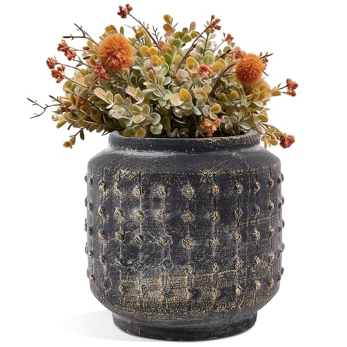 FillTouch 1 Pcs Rustic Hobnail Planter Pot, 7.5' Indoor Outdoor Cement Fiber Flower...