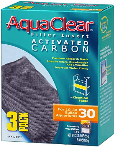 AquaClear A1382 Activated Carbon Insert, 30-Gallon Aquariums, White, 3-Pack (Single Pack)