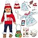 ZITA ELEMENT 2 Sets 18 Inch Girl Doll Christmas Clothes Outfits with Shoes and Christmas Accessories - 18 Inch Christmas Doll Clothes Dress Boots Hat Scarf Hairclips Bag