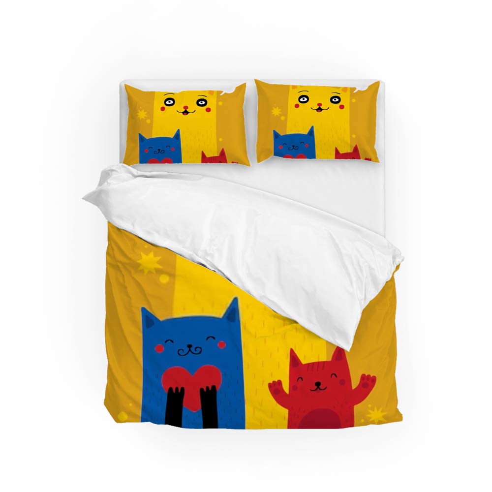 Parure de lit motif chats Queen Size en tissu doux pour nuits sereines