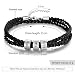 XiXi Personalizado Pulsera para Hombre Cuero Pulsera con Nombre Grabado Acero Inoxidable...