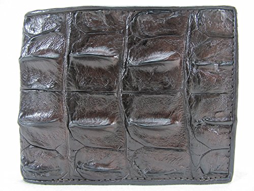 Image of Pelgio Genuine Crocodile Alligator Backbone Skin Leather Bifold Wallet ([B1] 6 Card Slots + 2 ID Windows + 2 Compartment for Bills, Chocolate Brown)