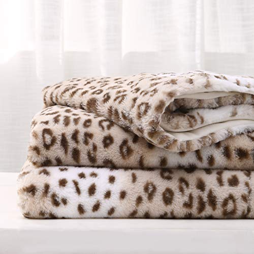 Sedona House Fuzzy Faux Fur Cheetah Throw Blanket,Lightweight Plush Cozy Soft Microfiber For Couch Travel,50 By 60-Inch,Brown Sand Leopard #TOP5