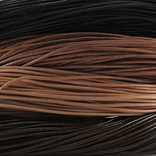 Lederband, Lederschnur, Lederriemen 5 m. Rund 2,0 mm. Schwarz
