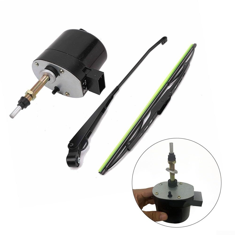 1 lot de moteur d'essuie-glace DC 12 V 400 mm Lame d'essuie-glace 105° pour tracteur, bateau, camping-car (moteur + essuie-glace)