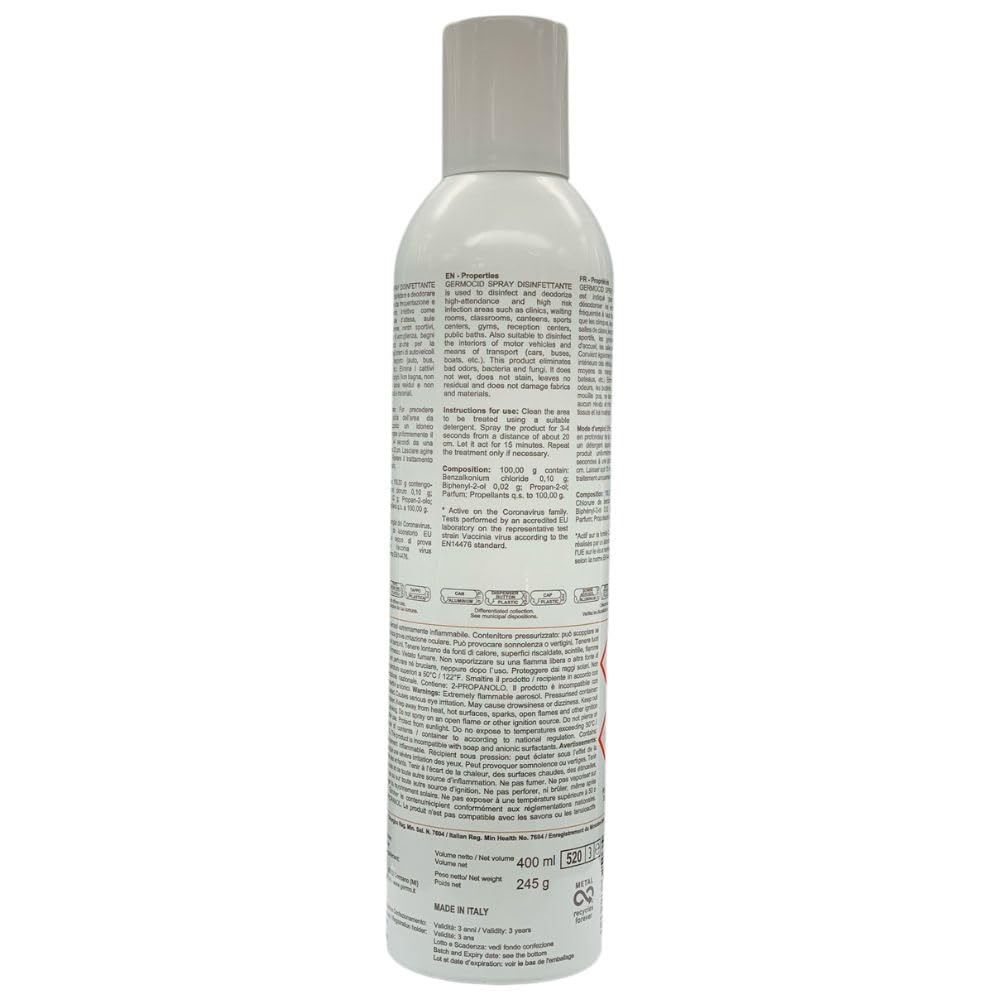 Disinfettante Multifunzione per Oggetti e Superfici, Indicato per Disinfettare e Deodorare gli Ambienti ad Alta Frequentazione e ad Alto Rischio Infettivo, 400ml (3 Unità)