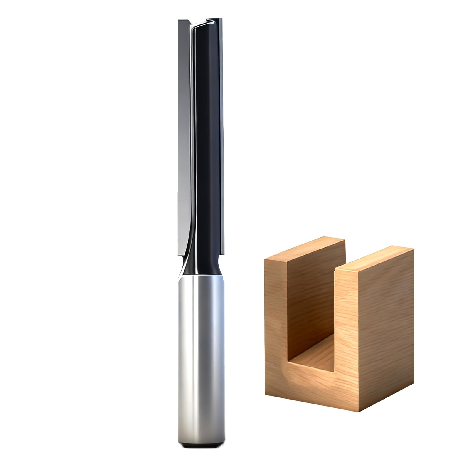 SICWOOD Extra Long 2-1/2 Inch Straight Router Bit 1/2 Shank, Carbide-Tipped 2-Flute Bit, for Deep Wood Grooving, Dados, Slotting & CNC Machining