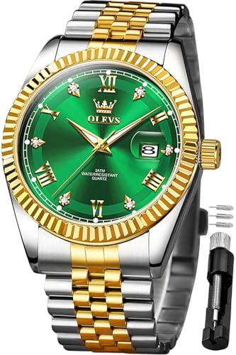 Image of OLEVS Watch for Men Stainless Steel Quartz Business Dress Diamond Large Dial Waterproof Mens Watches with Date Wrist Watch