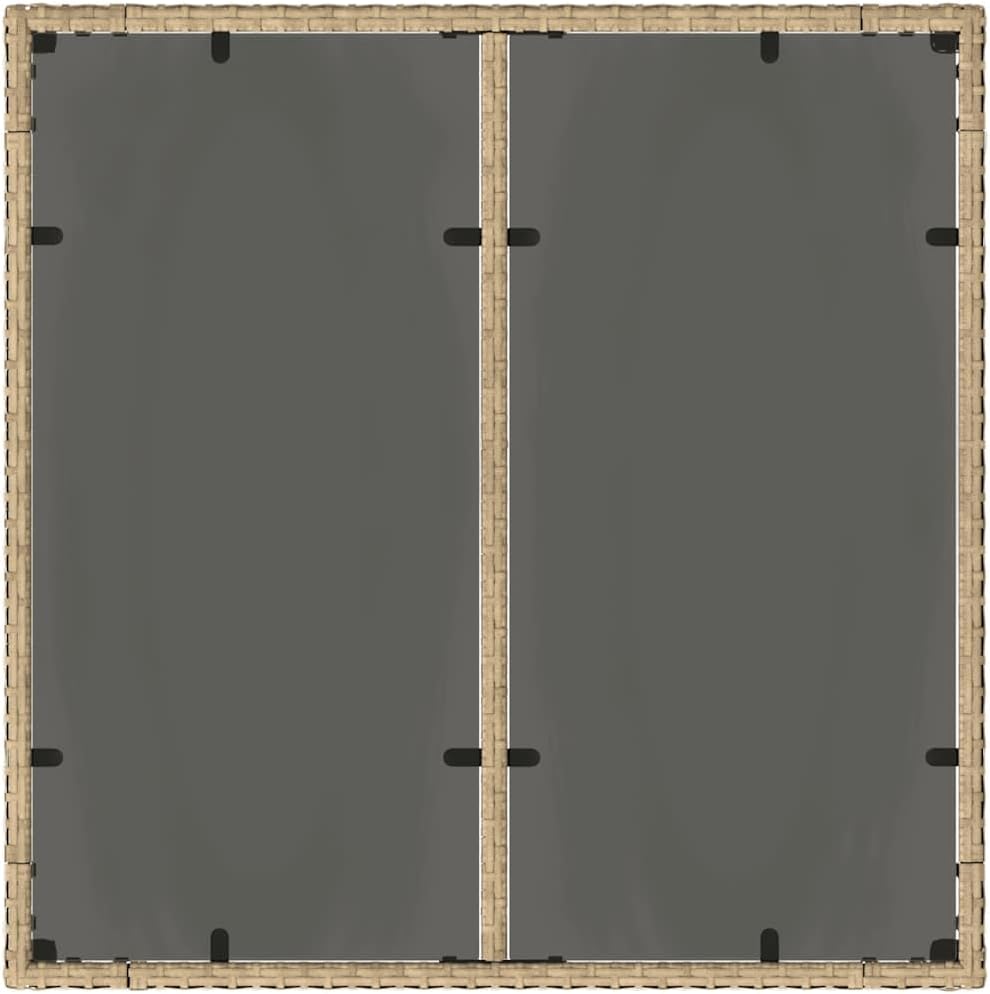 Garden Coffee Table Set of 4 Beige PE Rattan with Powder-Coated Steel Frame 35.4x35.4 Inch Square Outdoor Patio Furniture for Patio, Balcony, Terrace Dining and Relaxing