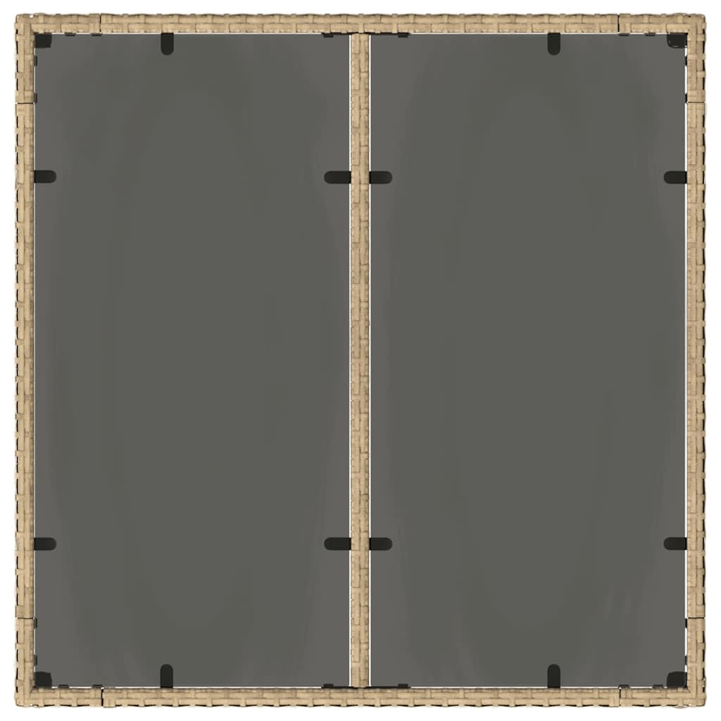 Fengshui Stół ogrodowy ze szklanym blatem, beżowy, 90 x 90 x 75 cm