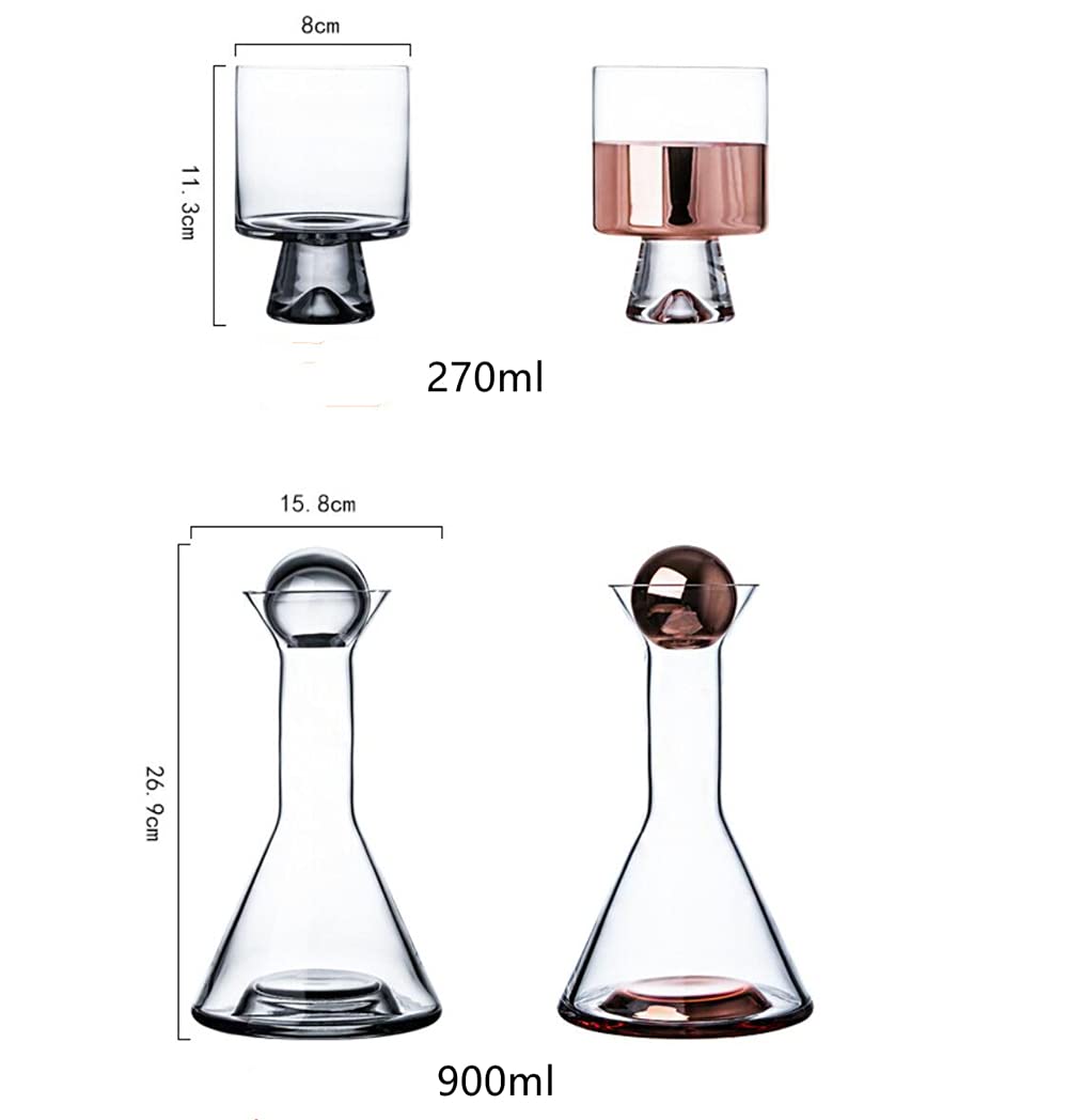 caraffa per acqua e bollitore, in cristallo senza piombo, con sfera in legno, per vino rosso, acqua calda, succo di frutta, tè e bevande