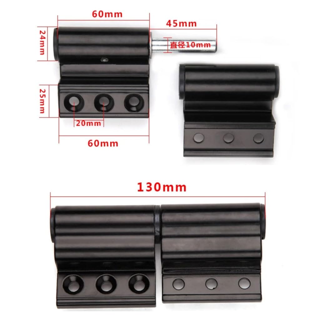 Bisagra de aluminio for puerta y ventana de puente roto, bisagra de aleación de aluminio izquierda y derecha, 2 uds.(Black left)