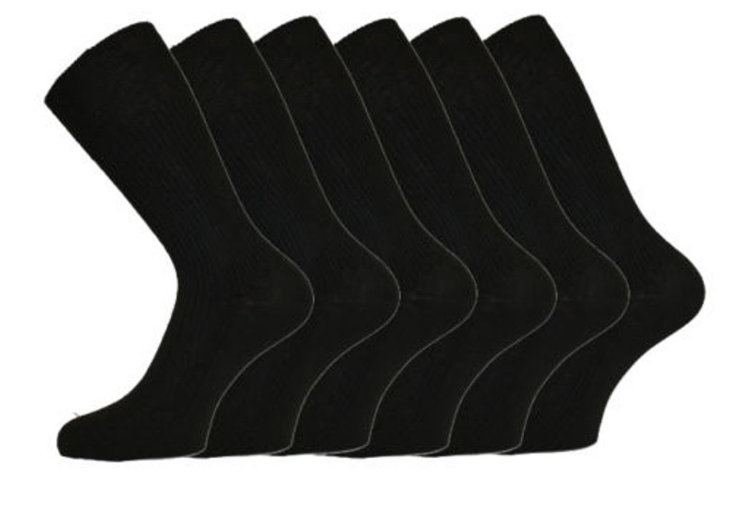 Aler Men's Black 6 Pairs Big Foot Loose Top - Non Elastic Socks - Size 11-14