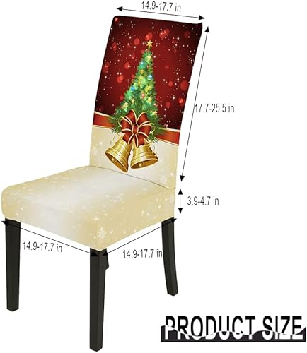 Miniatura 5 de Juego de 6 fundas para sillas de comedor con campanas pequeñas, fundas de tela de elastano, lavables, extraíbles, protector de silla Parsons,