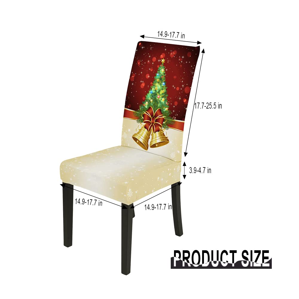 Juego de 6 fundas para sillas de comedor de Navidad, de elastano, lavables, extraíbles, protectores de asiento para sillas Parsons, decorativas para cocina, ceremonia, tamaño universal (6, dorado