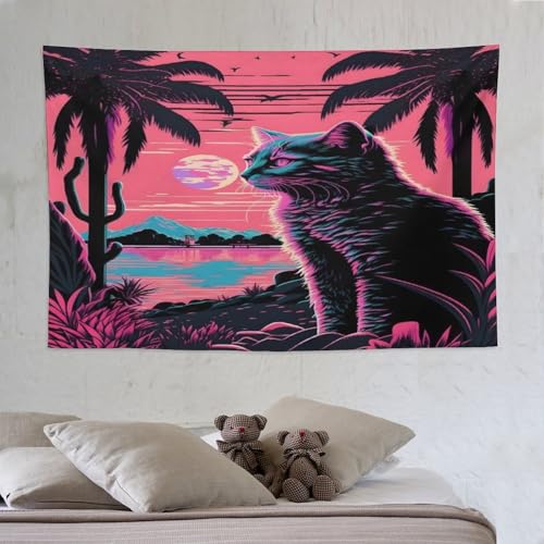 Tapisserie murale chat art mural chambre et salon 150x230