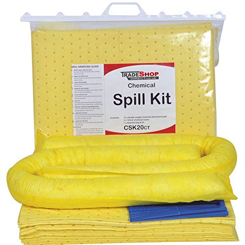 20 Litre Chemical Spill Kit With Clip Close Carry Bag, Spill Pads, 2