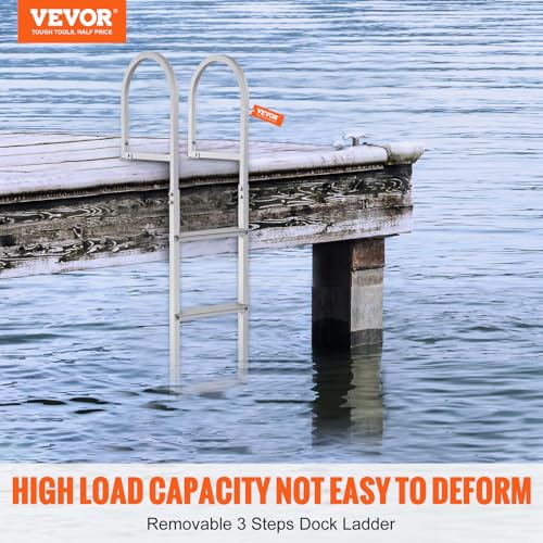 image for VEVOR Removable Dock Ladder 3 Steps, 500lbs Load Capacity, Aluminum Sw