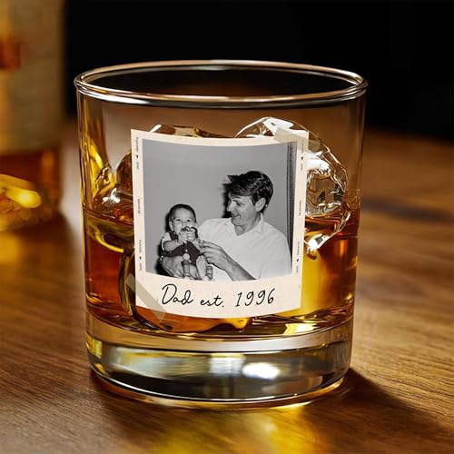 Custom Photo Dad Whiskey Glass Personalized Portrait Grandpa Tumbler Gift for Father Custom Grandpa Gifts New Parent Present Keepsake Drinkware for Him Idea 1