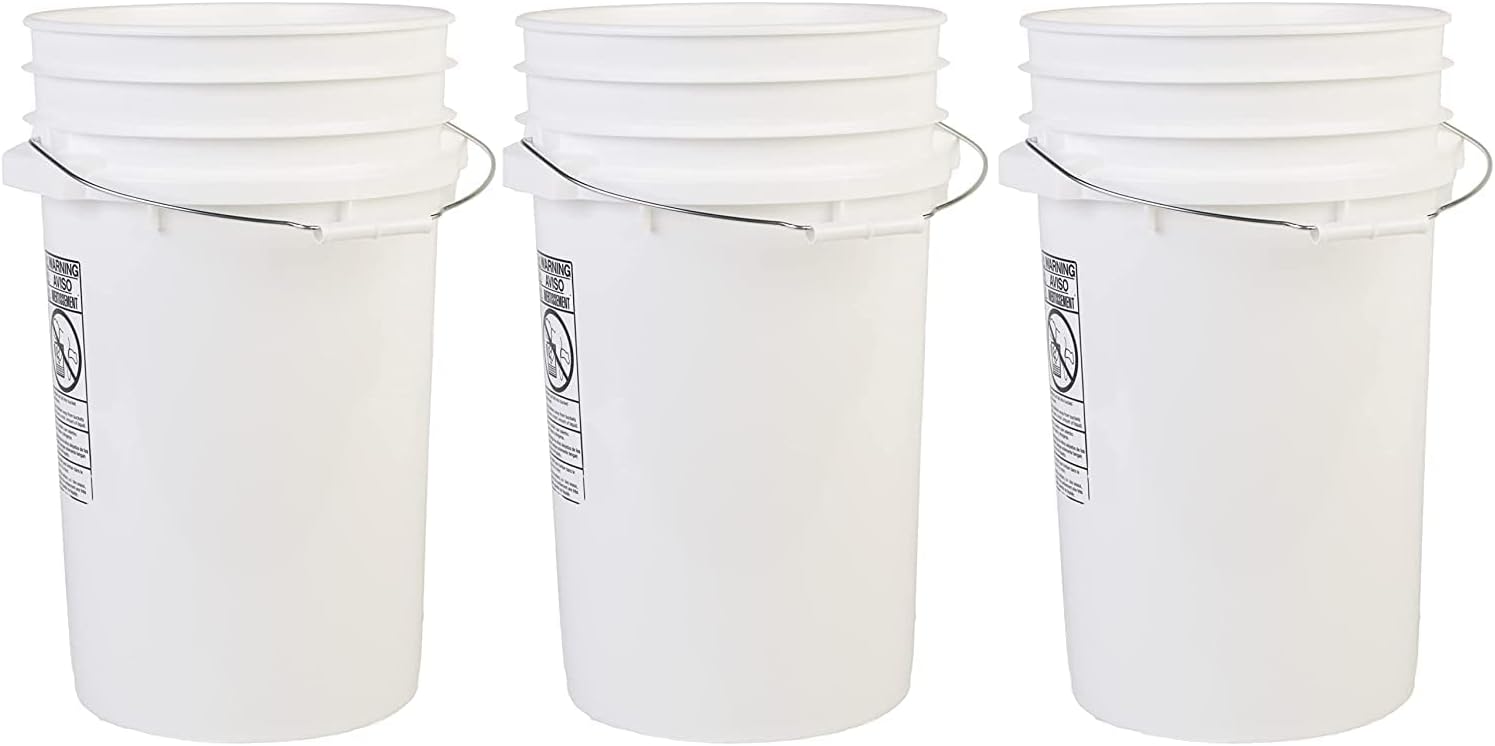 Hudson Exchange Premium 7 Gallon Large Bucket Pail Container, HDPE, White