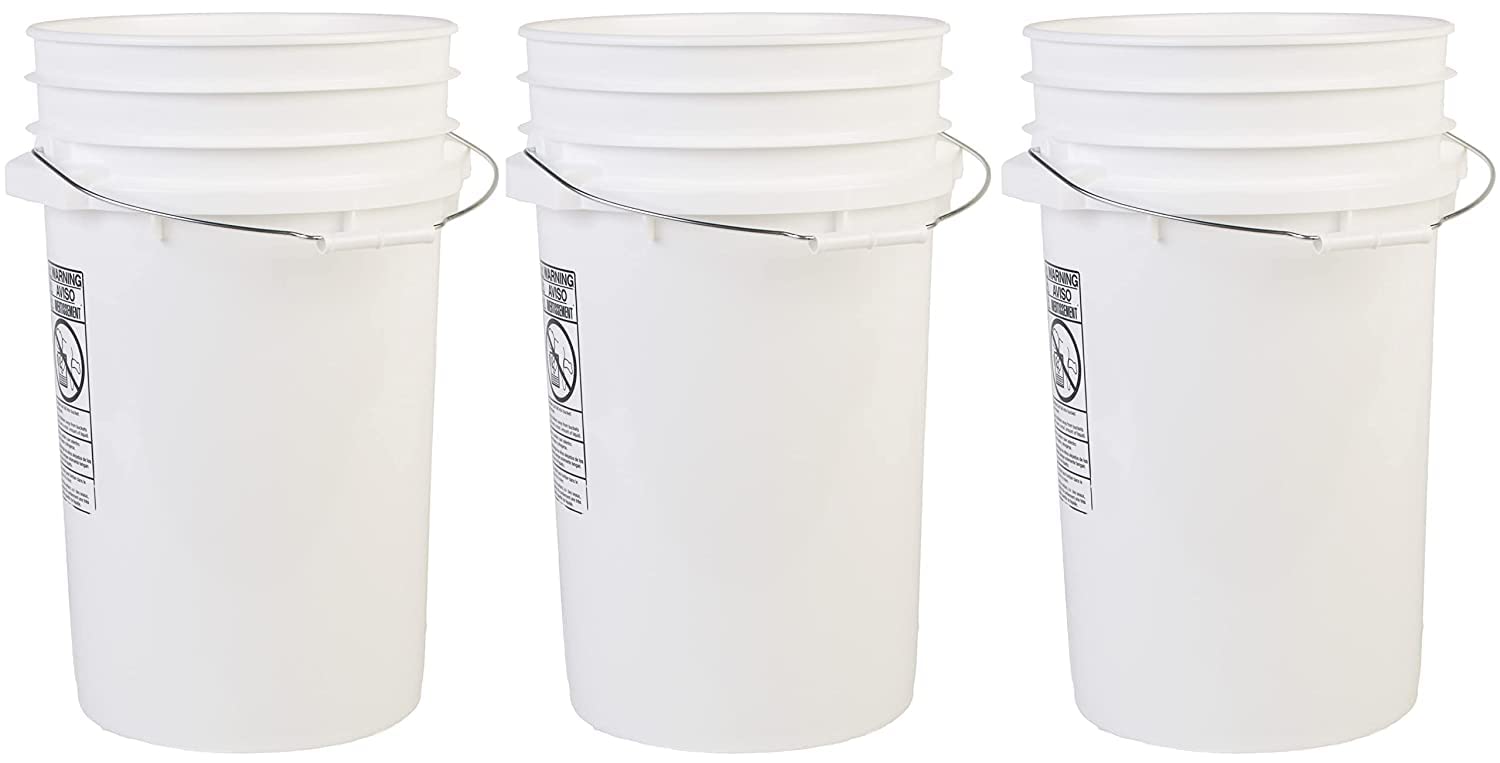 Hudson Exchange 7 Gallon (3 Pack) HDPE Bucket, White, (2032-3)