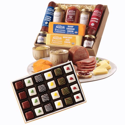 The Wisconsin Cheeseman Hostess Delight Gift Basket with Summer Sausage