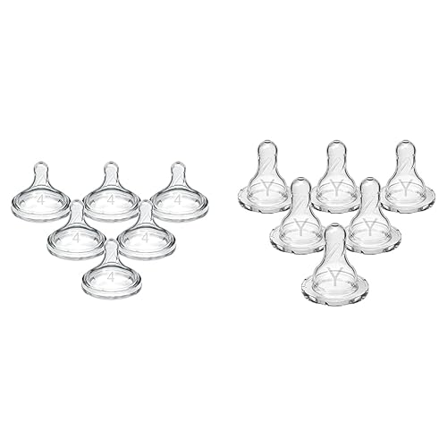 Dr. Brown's Natural Flow Level 4 - Tetina de silicona para biberón de cuello ancho, flujo rápido, 29.5 ft+, 100% silicona y Dr. Brown's Natural Flow