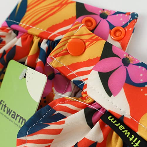 Fitwarm Floral Dog Bikini Set, Hawaiian Beach Swimsuit, Summer Dog Clothes For Small Dogs Girl, Two Piece Dog Suit For Swimming And Bathing, Pet Luau Outfit, Cat Skirt, Neon Orange, Small #TOP3