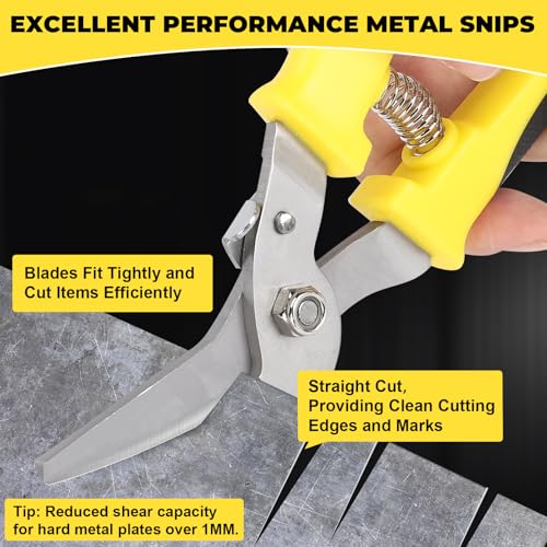 XUDYVCO Tin Snips for Cutting Metal Sheet, Upgrade Heavy Duty Aviation Tin Snips with Sharp Stainless Steel Blade, Professional 8IN Straight Cut Metal Snips for Sheet Metal, Aluminum, Cardboard, Cable - Image 3