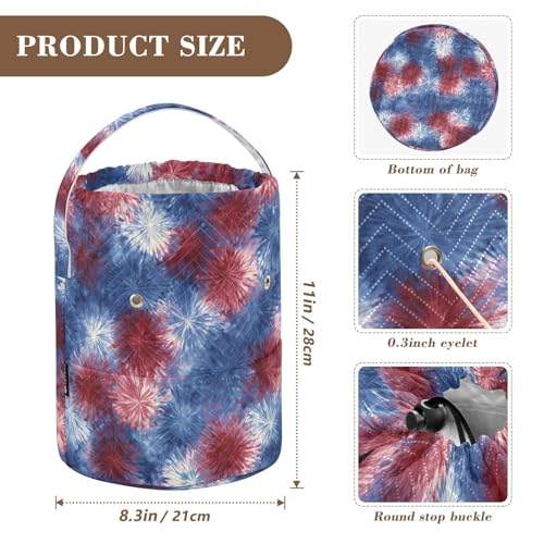 Image of ElliTarr Crochet Bag Yarn Bag with Handle Portable Knitting Project Bag Travel Yarn Storage Organizer Holder Case Retro Tie Dye Fireworks