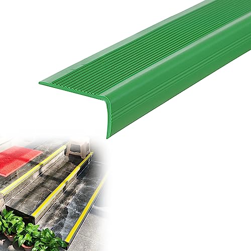 Pink Palm Tiras de goma de PVC con borde de escalón, protector de escalera en forma de L, adhesivo y antideslizante, autoadhesivo, almohadillas para escaleras interiores y exteriores ayudan a ancianos