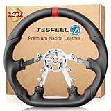 TESFEEL Steering Wheel for Chevy Corvette C5 1997-2004 Full Nappa Perforated Leather D-shaped Flat-bottom Hand-Stitched for Corvette C5 Z06 Steering Wheel Replacement for C5 All Trims Levels