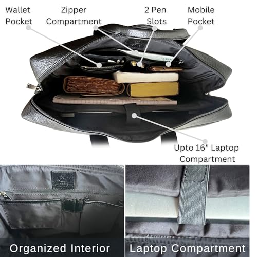 Image of RUSTIC TOWN Premium Leather Crossbody Messenger Bag - Stylish and Versatile - Gift for Professionals