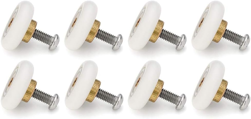 Set of 8 Dia 19mm Stainless Steel Shower Door Wheels Rollers Runners, White, 19mm x 5mm