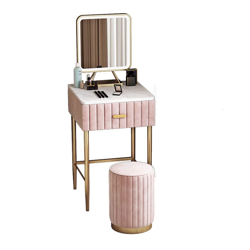 TEESONG Bedroom Dressing Tables Vanity Table Set with Lighted Mirror Modern Dressing for Bedroom Women Fashion Dresser with Drawers Makeup Vanity Dressing Table