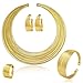 Moochi Gold Plated Multiple Strands Necklace Earrings Bracelet Ring Jewelry Set