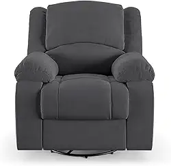 Poltrona do Papai Reclinável Sala de Cinema Barcelona Glider Manual Giratória Veludo Cinza Grafite G23