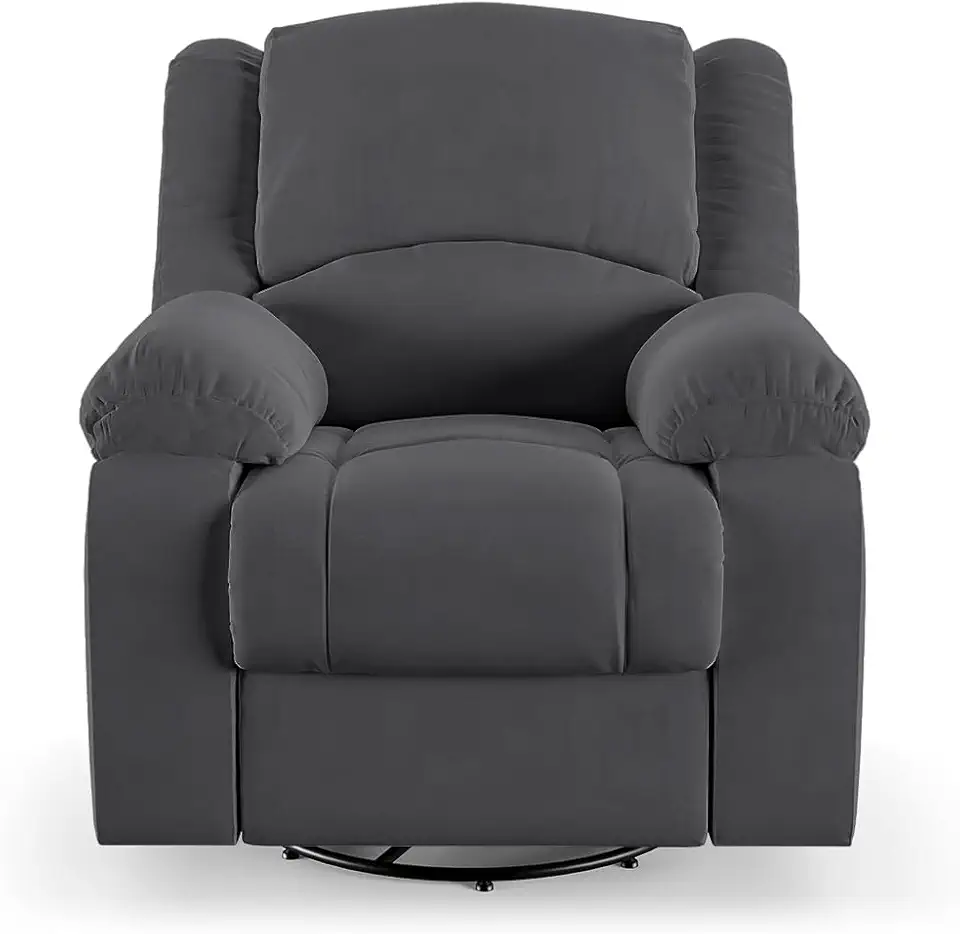 Poltrona do Papai Reclinável Sala de Cinema Barcelona Glider Manual Giratória Veludo Cinza Grafite G23