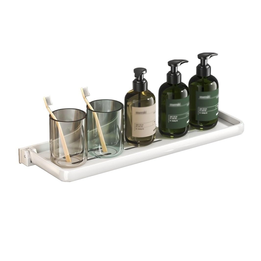 DJVHSRI Floating Shower Shelves Foldable Space Aluminum Caddy No Drill Wall-Mounted Nizer for Bathroom Laundry Kitchen - Stylish
