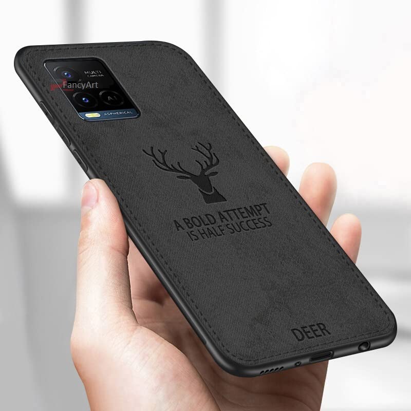 Aanshi Deer Pattern Cloth Cases Covers Vivo Y21/Vivo 2111 Texture Leather Finish Soft Fabric Case | Protective Back Cover with Vivo Y21/Vivo 2111 (Black) (B0BRQKVTKD) Amazon Price History, Amazon Price Tracker