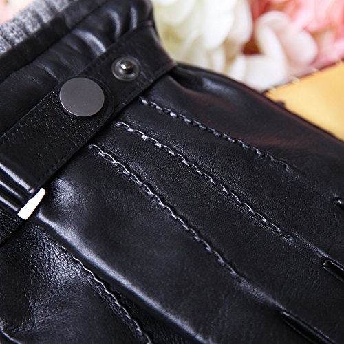 WARMEN Men's Texting Touchscreen Winter Warm Leather Driving Gloves (8.5, Black)