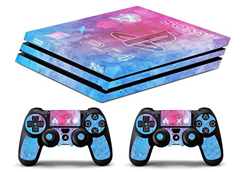 Skin PS4 PRO - WATERCOLOR - limited edition decal adhesive cover Playstation 4 Slim SONY BUNDLE - Glossy vinyl