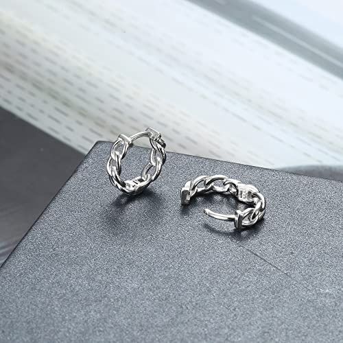 Milacolato 925 Sterling Silver Small Hoop Earrings 18K Gold Plated Curb Chain Huggie Earrings Hypoallergenic Cartilage Hoops Earrings for Women3