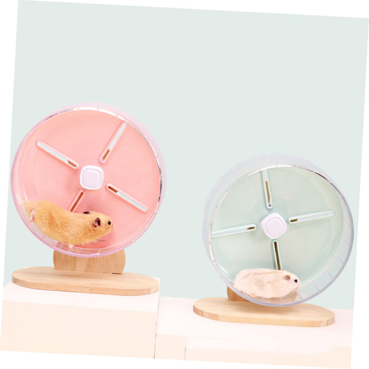 Didiseaon Rueda Silenciosa para Hámster de 20cm Soporte Estable, Material Abs y Madera, Diseño Antiestrés para Jaulas y Deportes de Mascotas