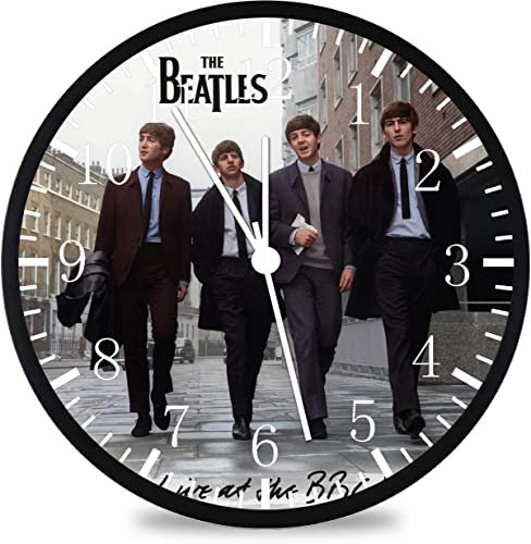 Borderless Black Frame Beatles Wall Clock Large 12 » Clear Glass Face Silent Non-Ticking Nice for Gift or Décor G80 - Les Beatles, Paul McCartney, John Lennon, RIngo Starr, George Harrison Borderless Black Frame Beatles Wall Clock Large 12'' Clear Glass Face Silent Non-Ticking Nice for Gift or Décor G80