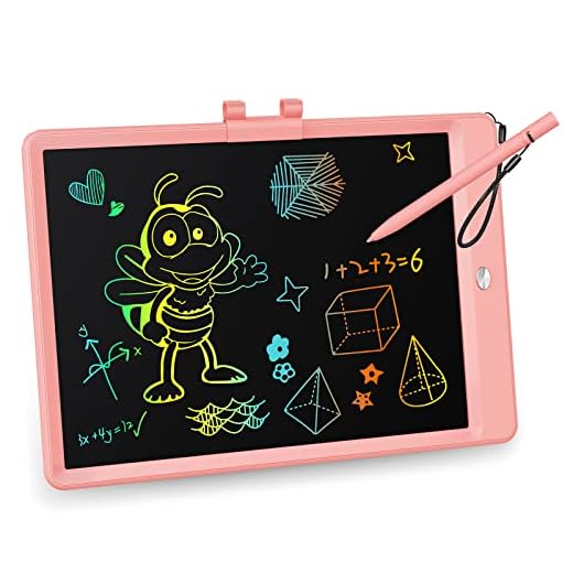 KOKODI LCD Writing Tablet, 10 Inch Colorful Toddler Doodle Board Drawing Tablet, Erasable Reusable Electronic Drawing Pads, Educational and Learning Toy for 2-6 Years Old Boy and Girls (Pink)